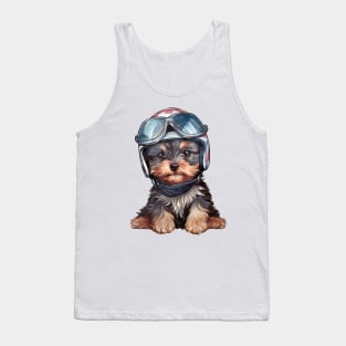 Yorkshire Terrier Dog in Helmet Tank Top